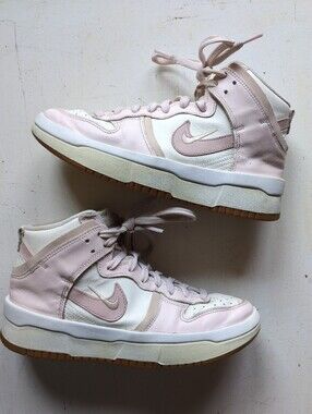 Nike Dunk High Up Sail Hightops Lace Up Sneakers Light Pink White  Sz 7.5 Retro
